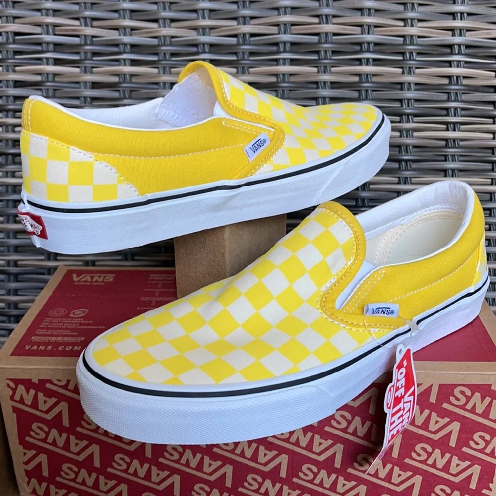 Vans Classic Slip-On Checkerboard Cyber Yellow/True White WMNS - Picture 9 of 16